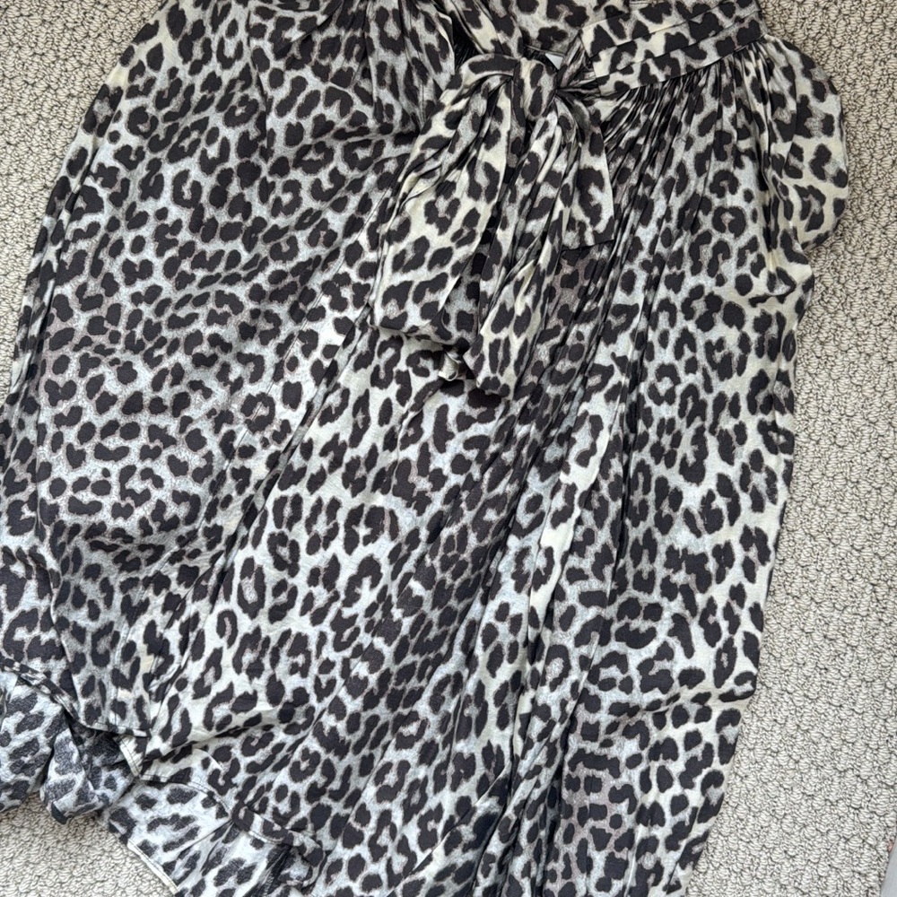 Leopard Print Blouse with Bow